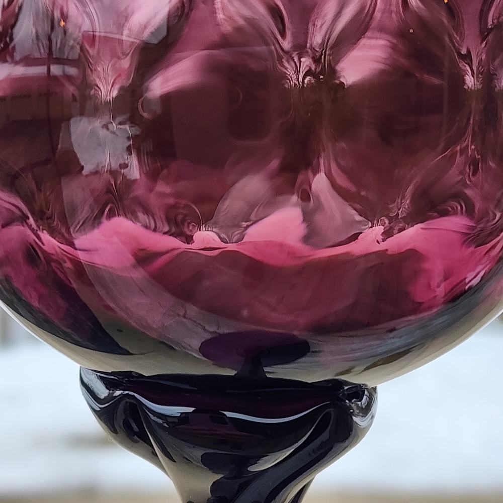 Empoli Italian Glass Optic Glass 10.5" Long Stem Amethyst Snifter Goblet Vase - Picture 3 of 6